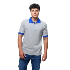 Polo de travail gris col bleu